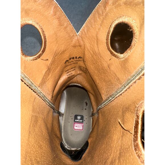 Ariat Heritage Roughstock Brown Leather Square Toe Cowboy 10.5W Western Grunge main image 4